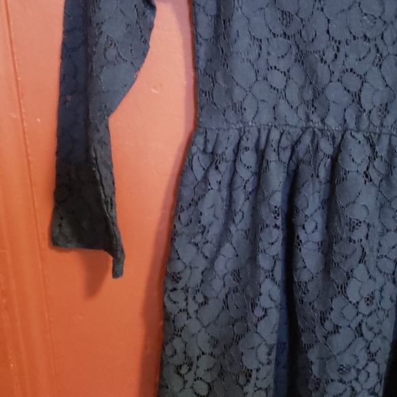 H & M Long Sleeve Navy Blue Lace Dress Size 4-6 Y - Picture 5 of 13